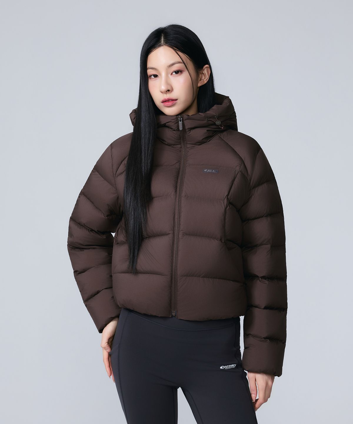 디스커버리 익스페디션(DISCOVERY EXPEDITION) 여성 올버트 크롭 다운 숏패딩 (Brown)