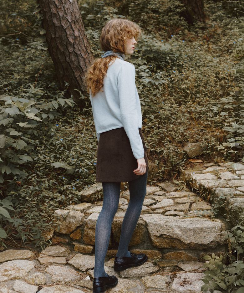 Pocket corduroy mini skirt [KNFW07SK05]_Dark brown