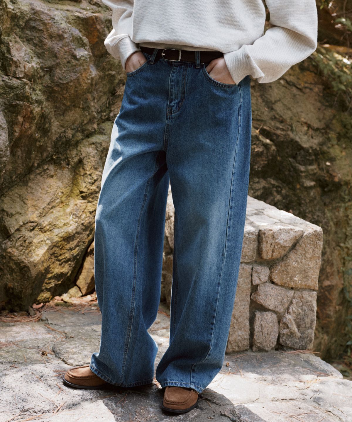 노운베러(KNOWNBETTER) Curve denim pants [KNFW07PT03]_Blue
