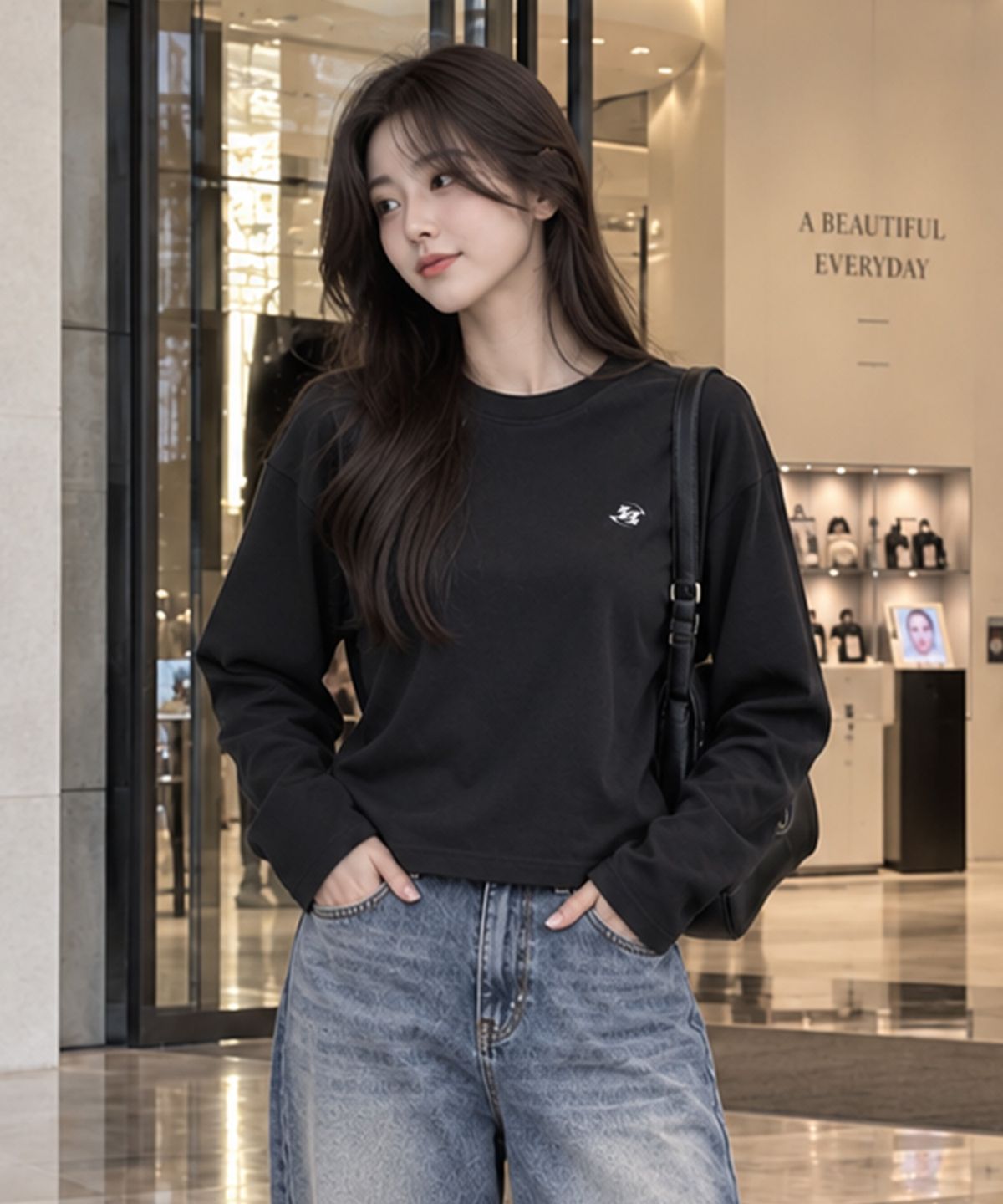 페이드(PEID) PD 시그니처 로고 세미크롭 긴팔티 3Color