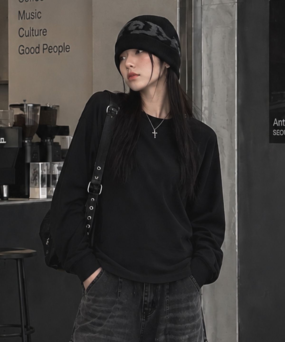 페이드(PEID) PD 베이직 세미크롭 긴팔티 3Color