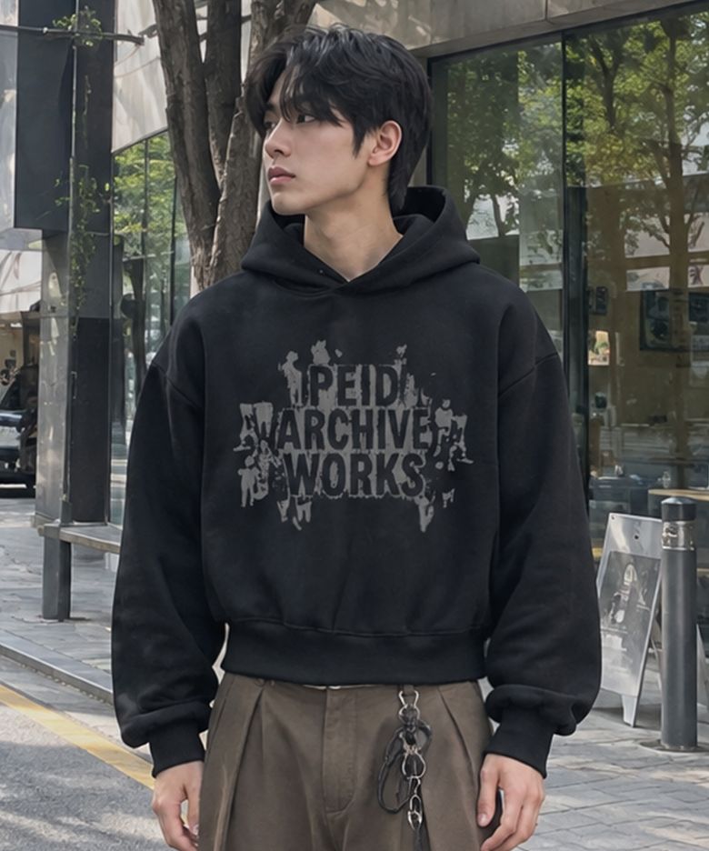 PD 로드웍스 세미크롭 후드티 2color
