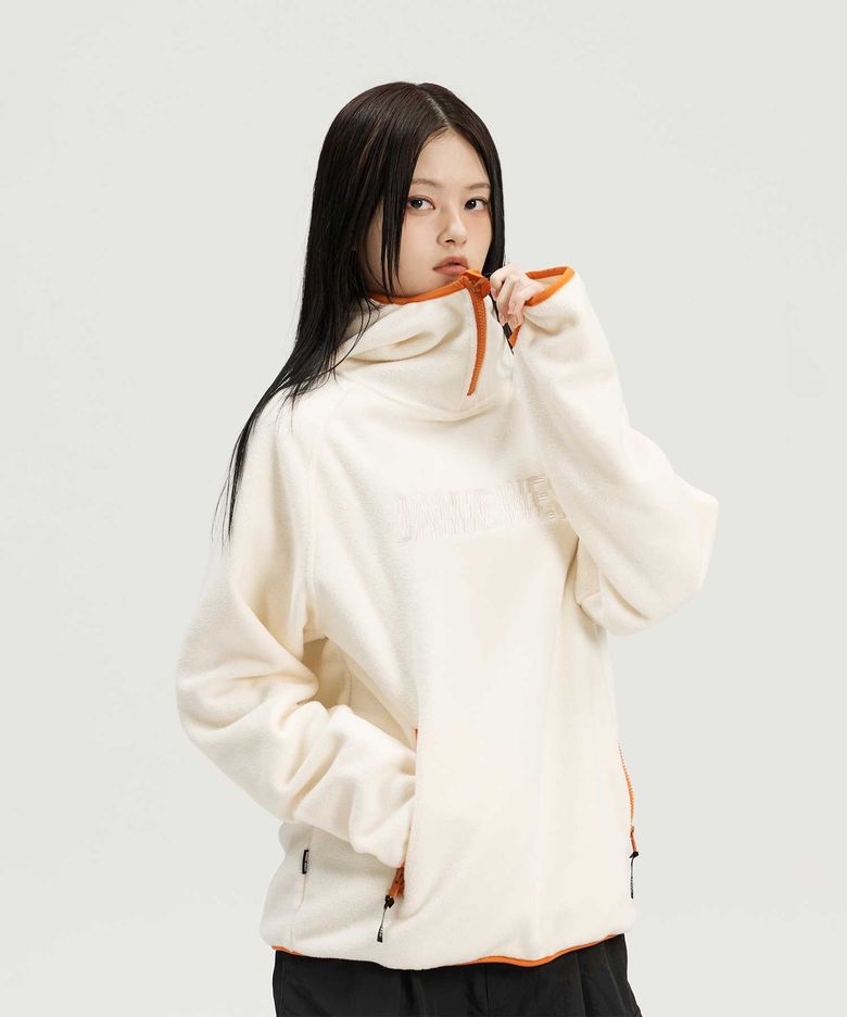 플리스 하이넥 하프집업 후드 (아이보리)