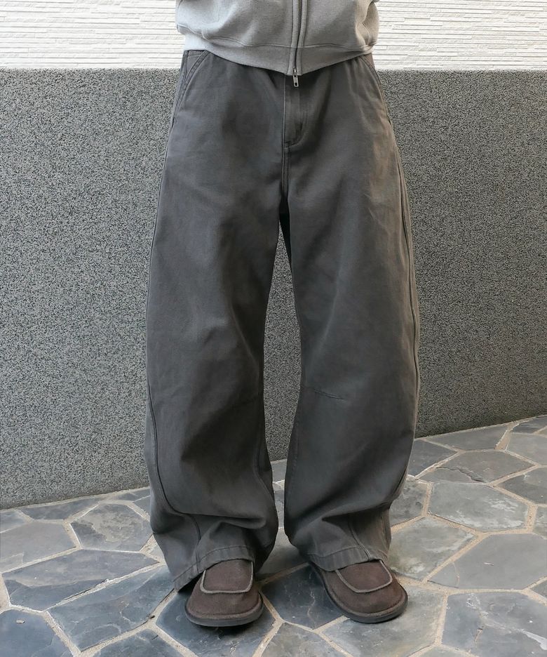 CURVED LINE COTTON PANTS [GRAPHITE]