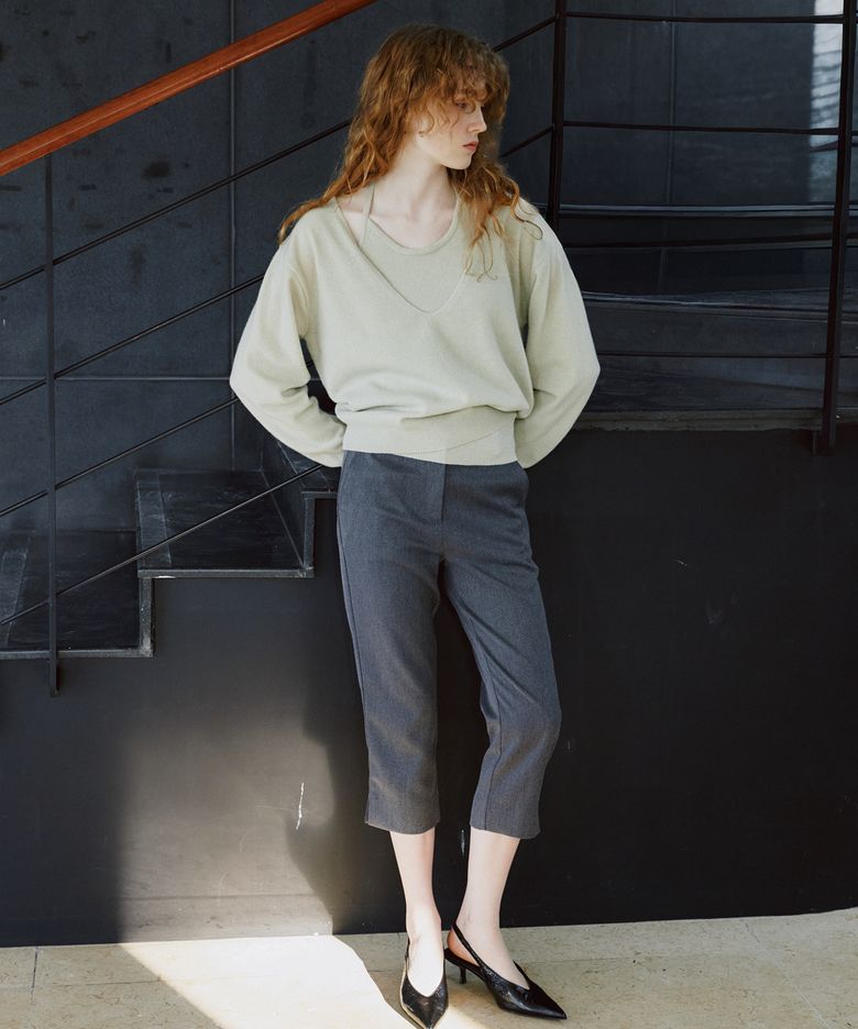 Yak-wool halter knit set [KNFW07KN20]_Light green