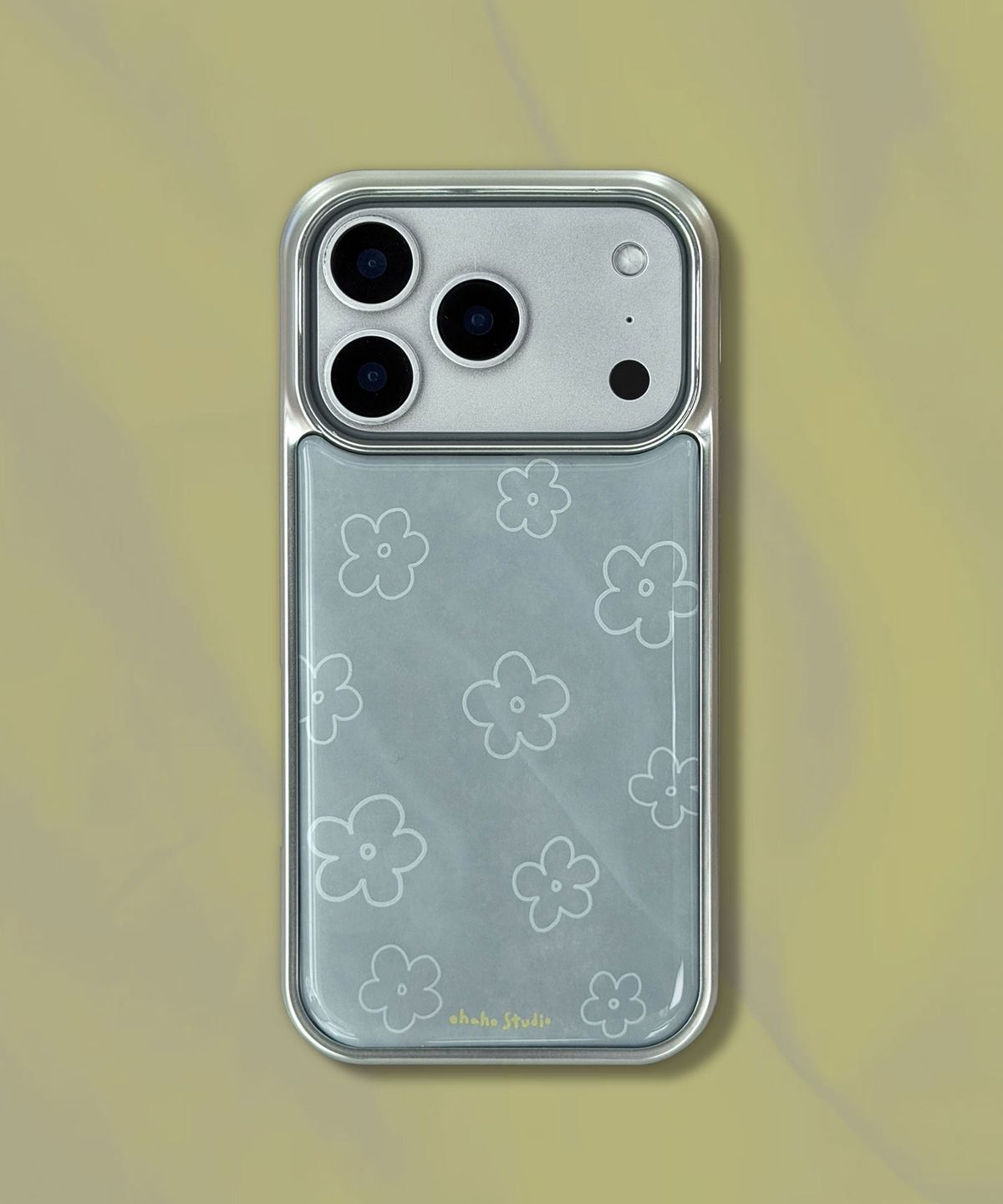 오하호 스튜디오(OHAHO STUDIO) Blooming Gray Phone case_실버 (에폭시/글라스/맥세이프글라스)