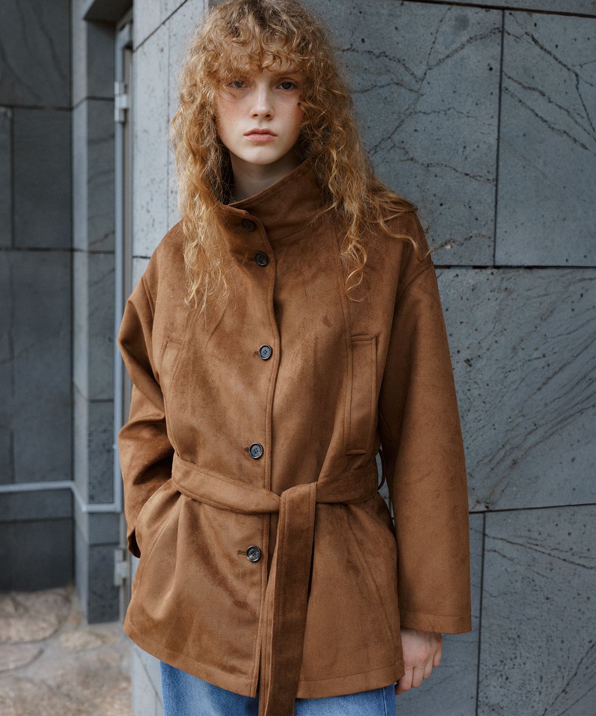노운베러(KNOWNBETTER) Low waisted suede high-jacket [KNFW07JK02]_Brown