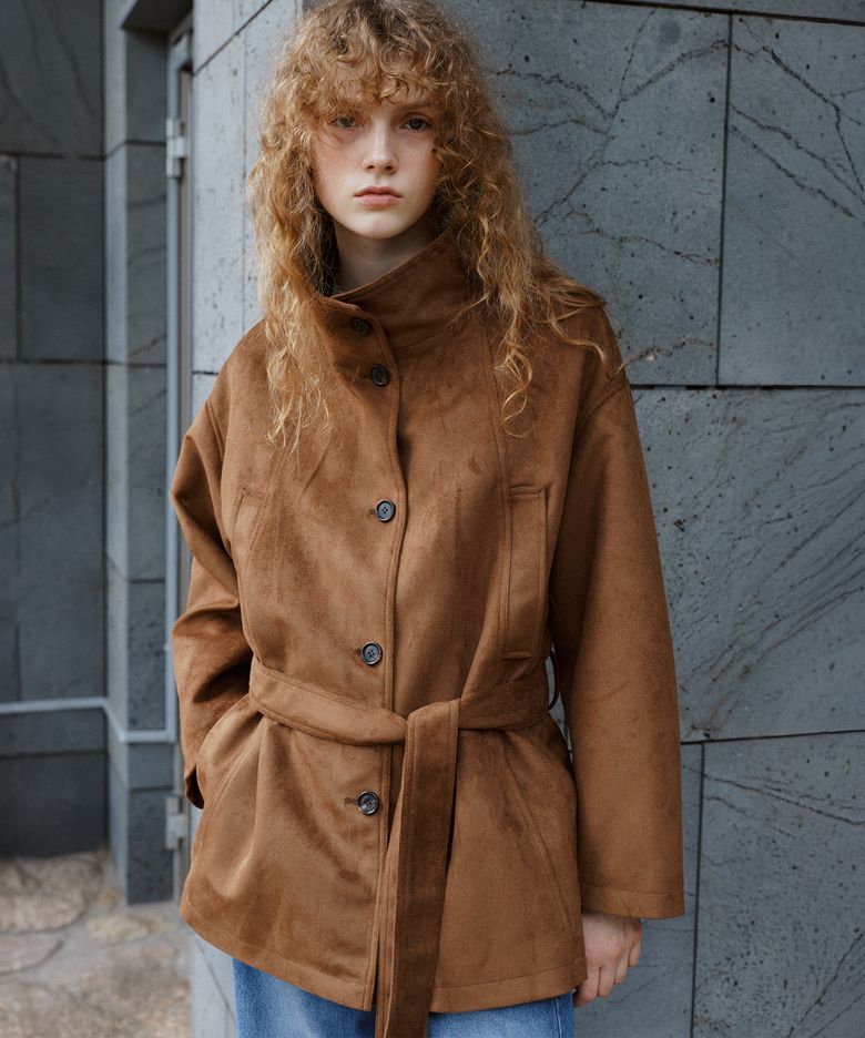 Low waisted suede high-jacket [KNFW07JK02]_Brown