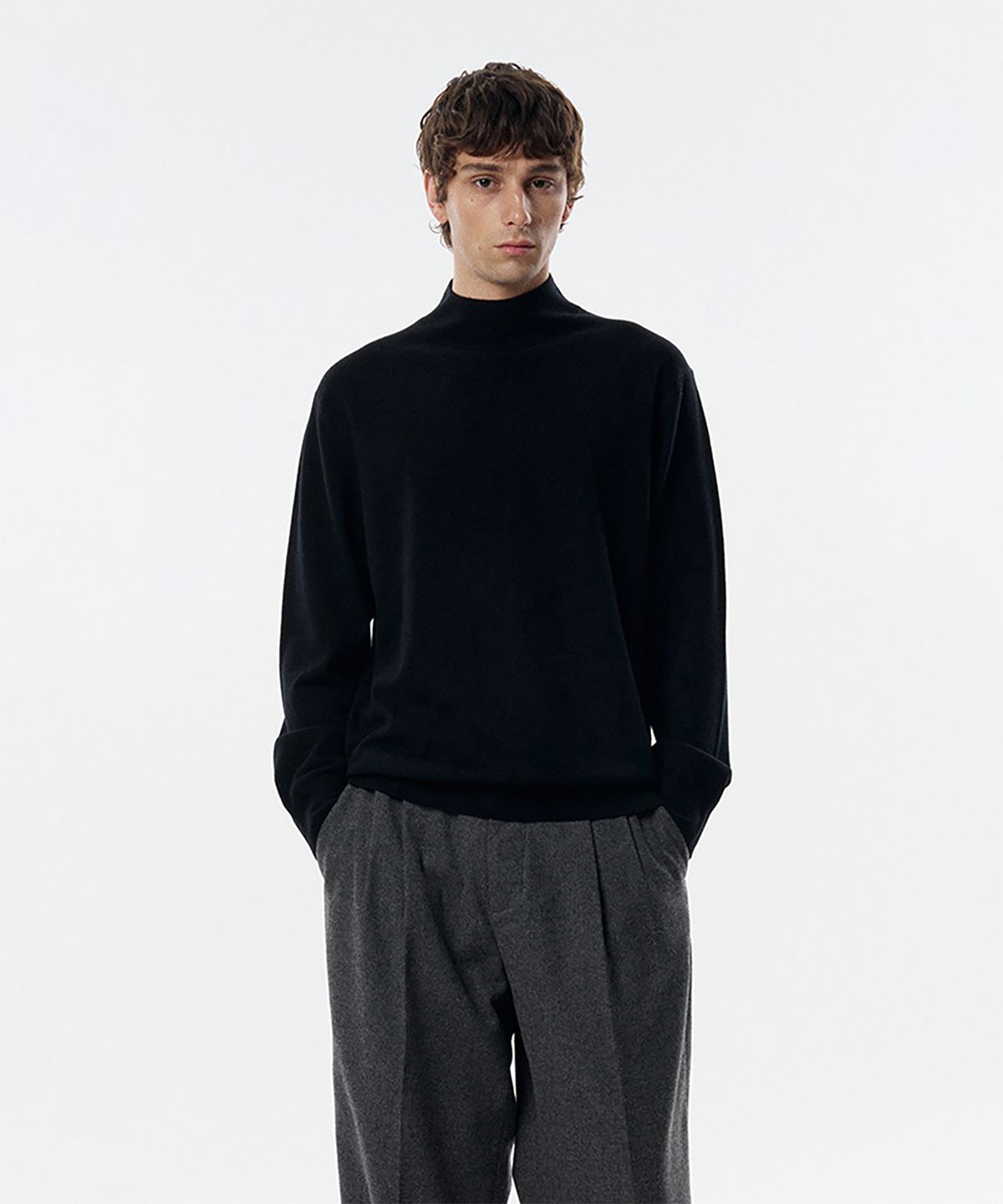 테일던(TAILDERN) Warhol Wool Cash Mock neck sweater Black