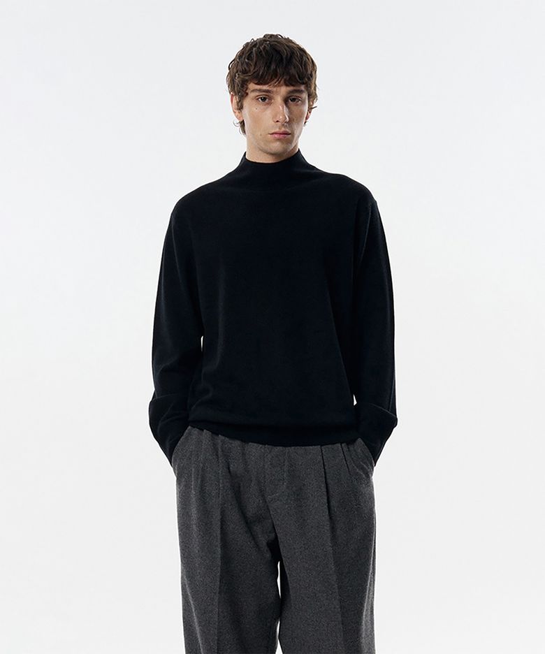 Warhol Wool Cash Mock neck sweater Black