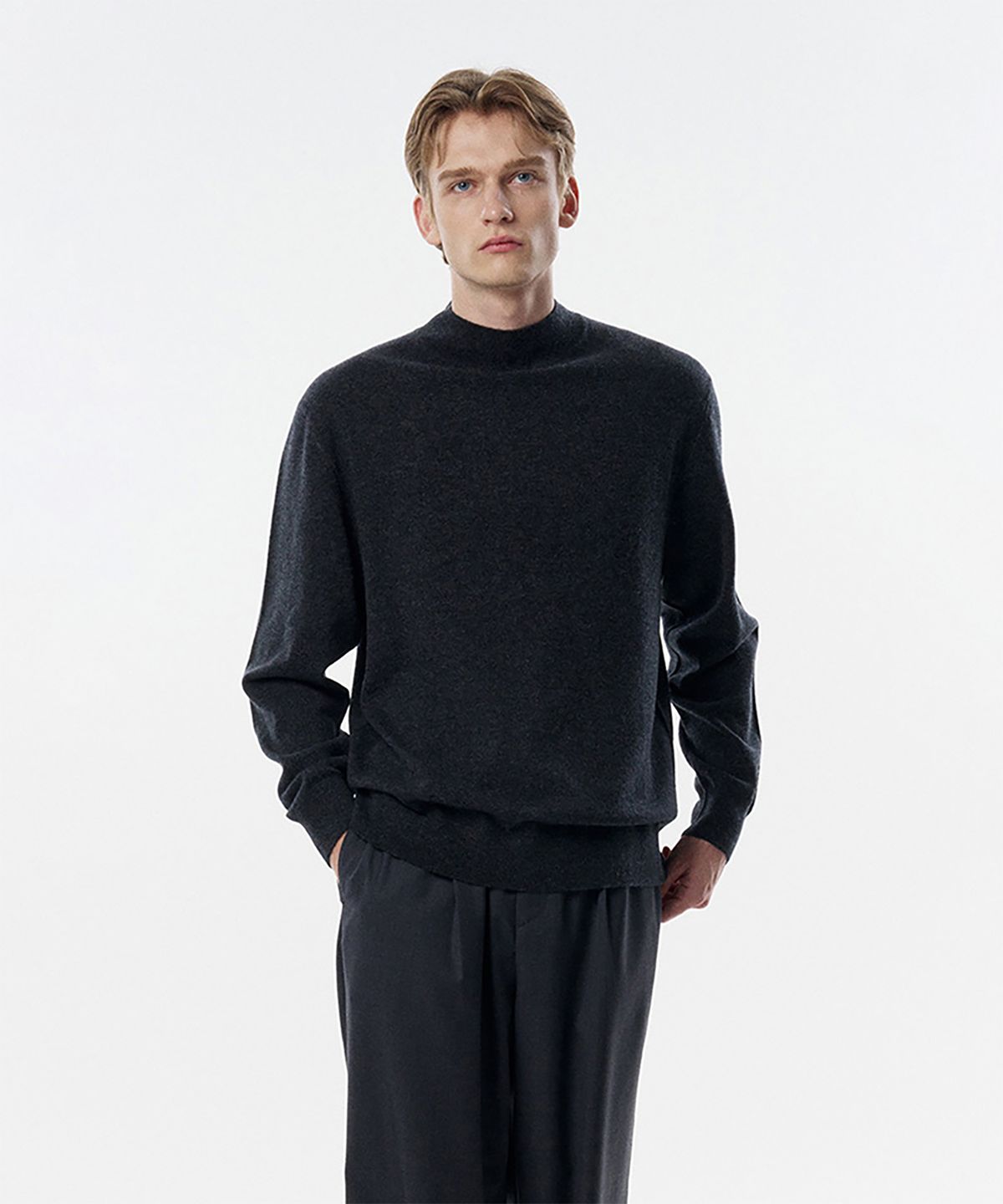 테일던(TAILDERN) Warhol Wool Cash Mock neck sweater Charcoal
