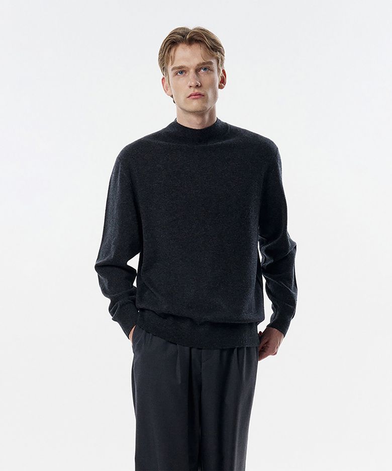 Warhol Wool Cash Mock neck sweater Charcoal