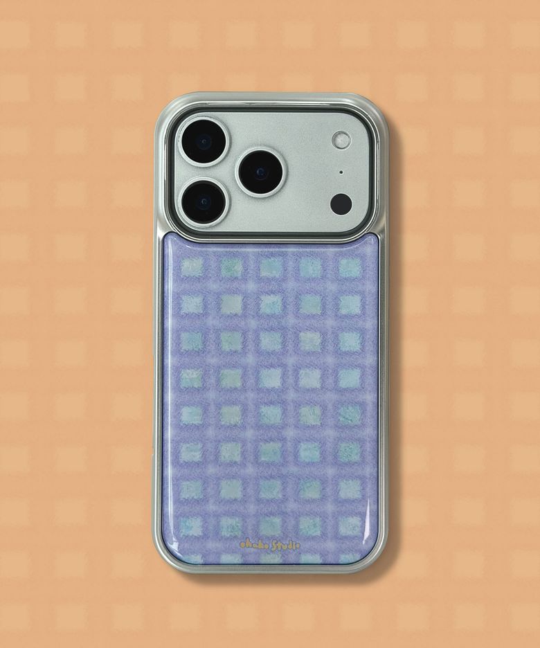 Mellow Check Phone case_실버 (에폭시/글라스/맥세이프글라스)