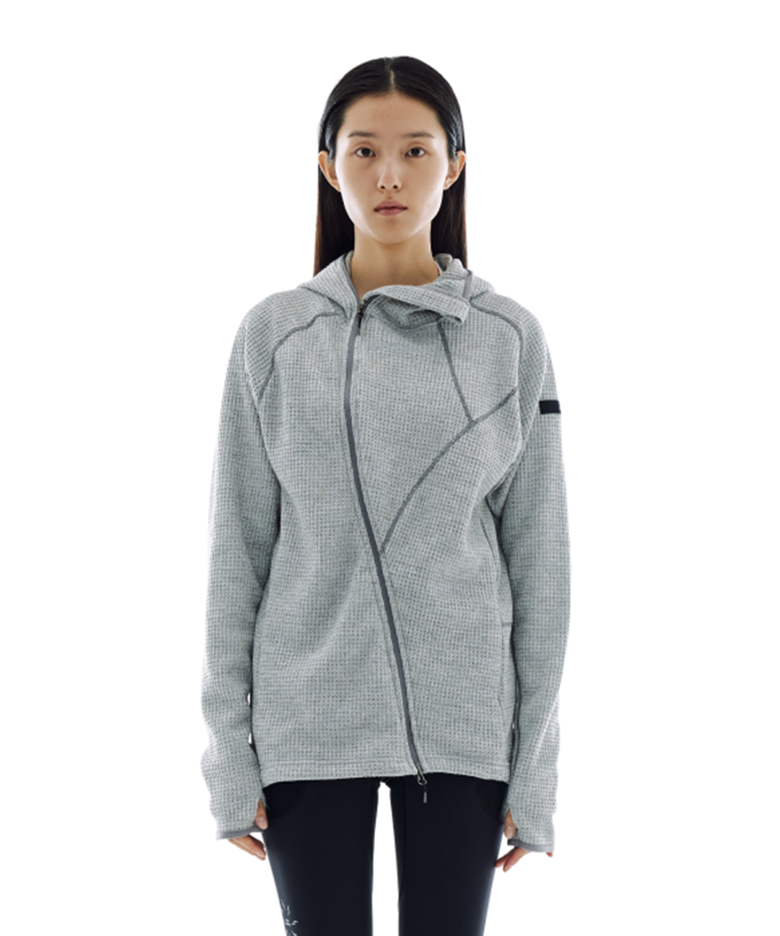 Waffle Warmer Hoodie Zip Up (Grey Color) -Women-