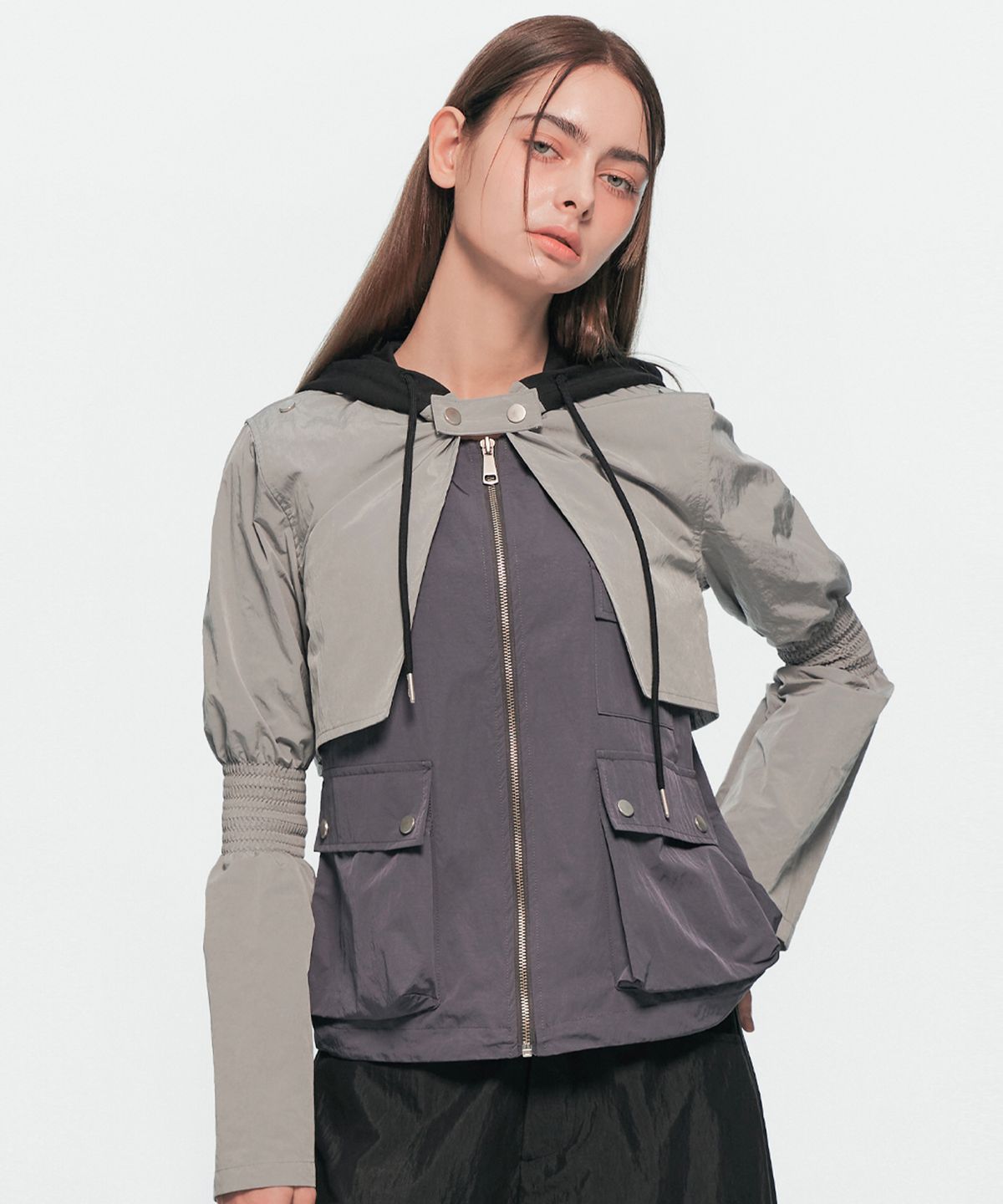 유움(UUM) VEST BOLERO JACKET GRAY