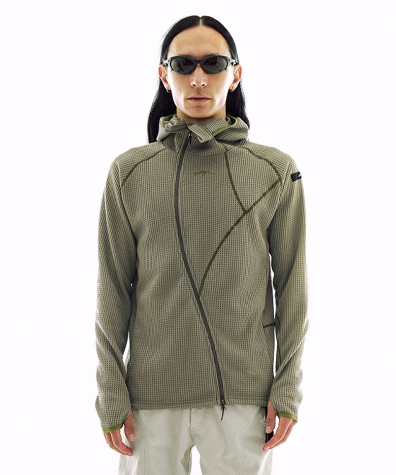 Waffle Warmer Hoodie Zip Up (Khaki)