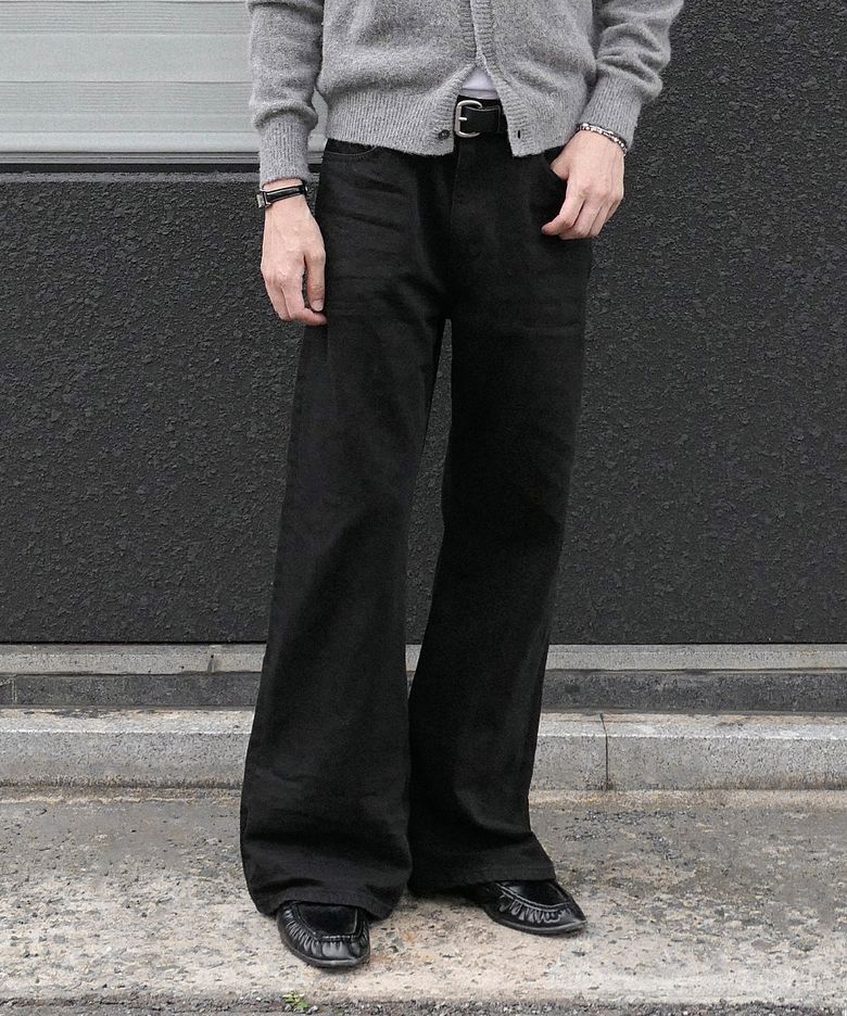 1758 CRINKLE BLACK JEANS [WIDE FLARE]