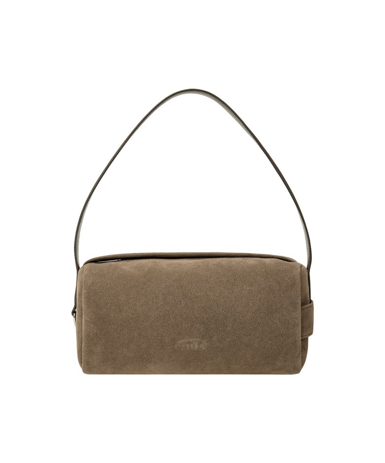 SUEDE BLOCK TOTE BAG-KHAKI