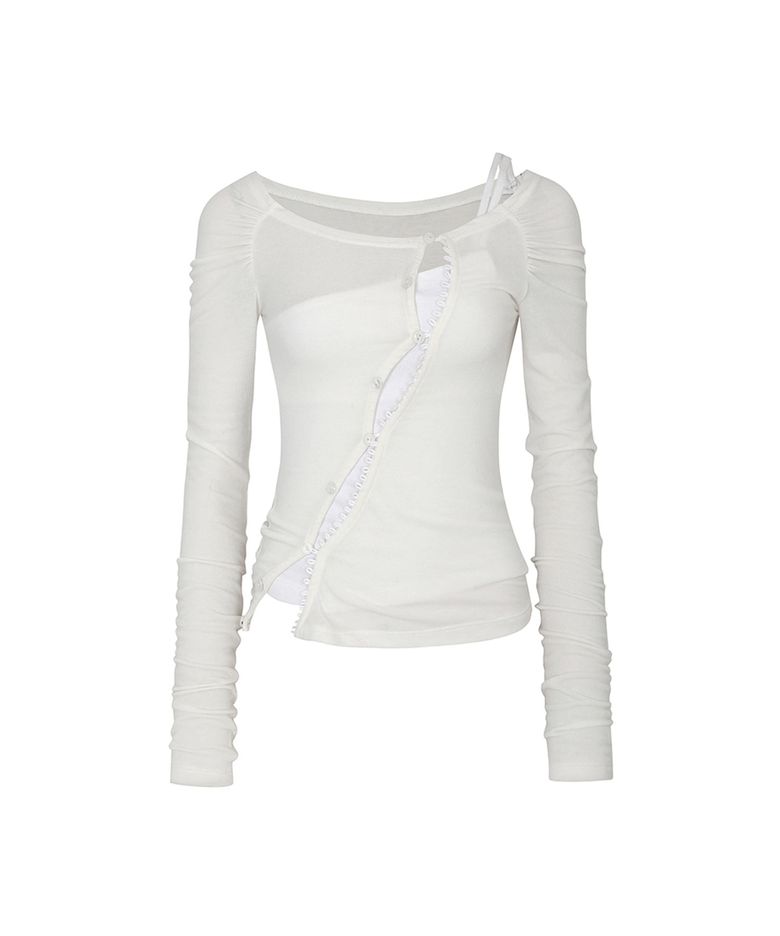 CUT-OUT LAYERED TEE white