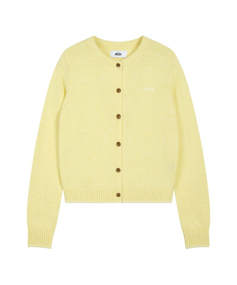 (W) BLANKET STITCH CARDIGAN-YELLOW