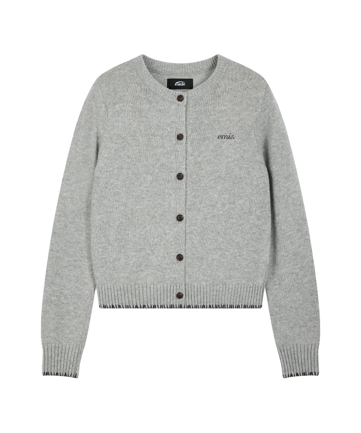 이미스(EMIS) (W) BLANKET STITCH CARDIGAN-LIGHT GRAY