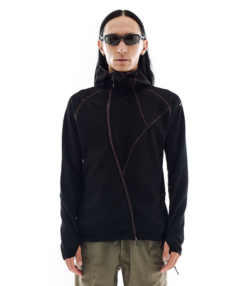 Waffle Warmer Hoodie Zip Up (Black)