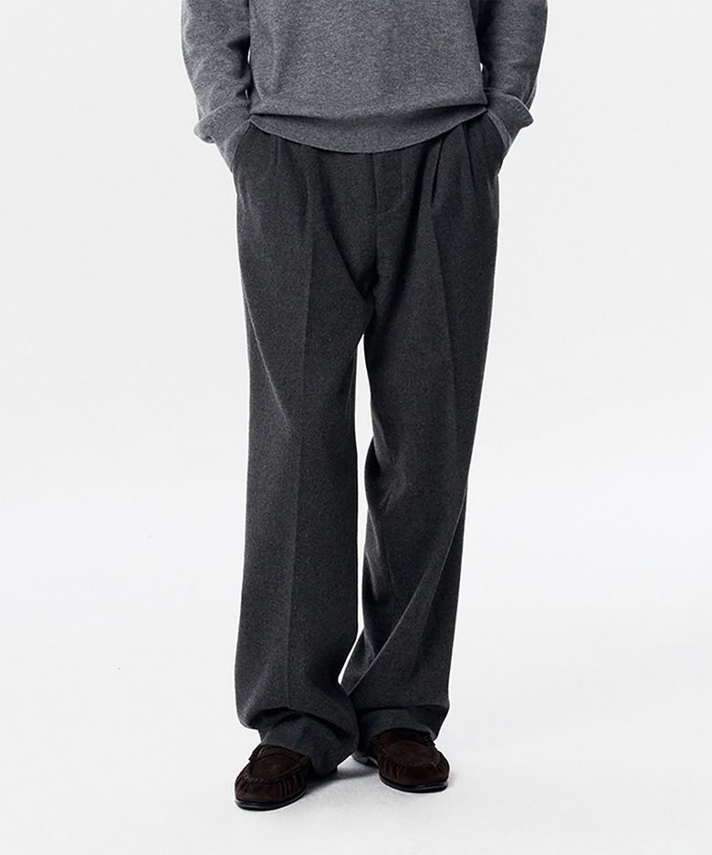 Marty Wide Trousers Wool Blended Charcoal