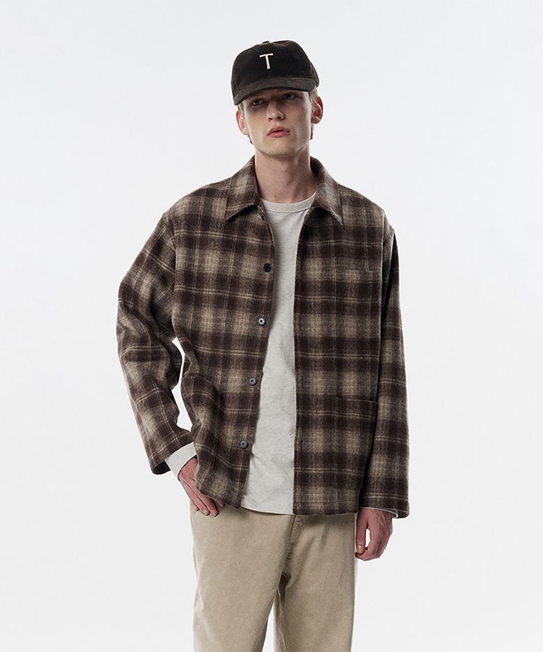 Judd Cotton Flannel Shirts Jacket Brown