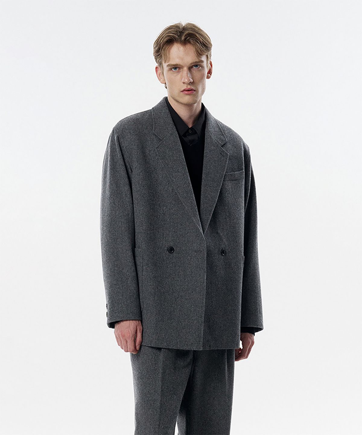 테일던(TAILDERN) Orson Flannel Double Jacket Grey
