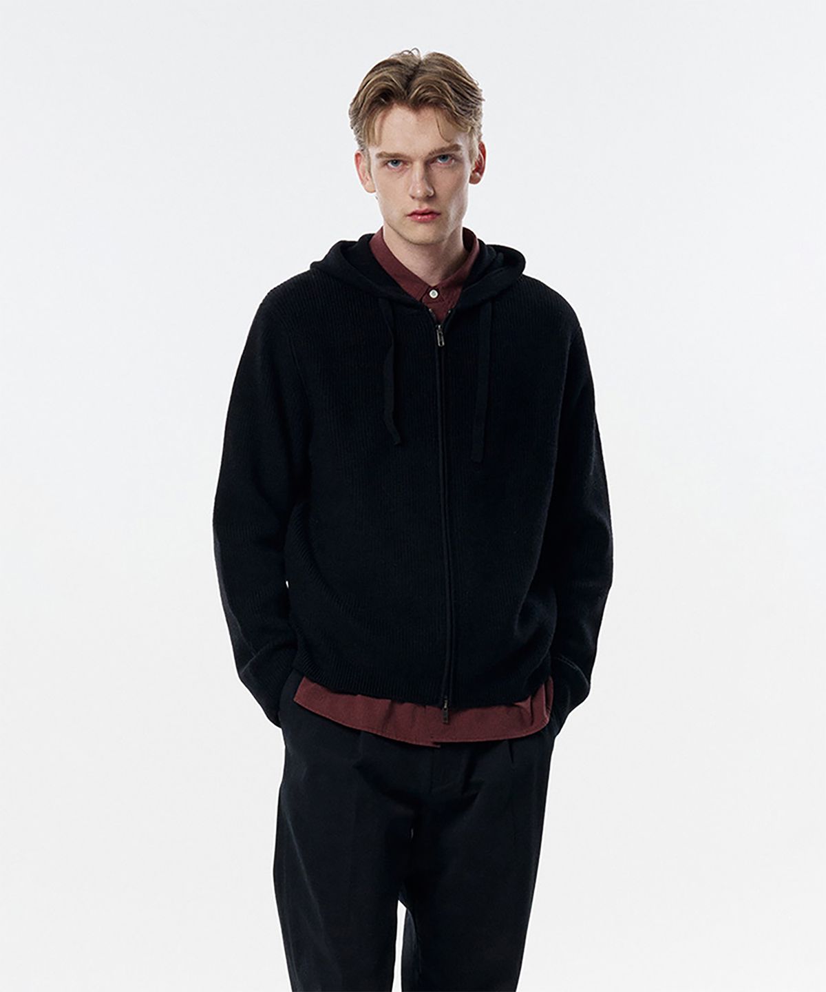 테일던(TAILDERN) Shawn Wool Hooded Zip Up Black