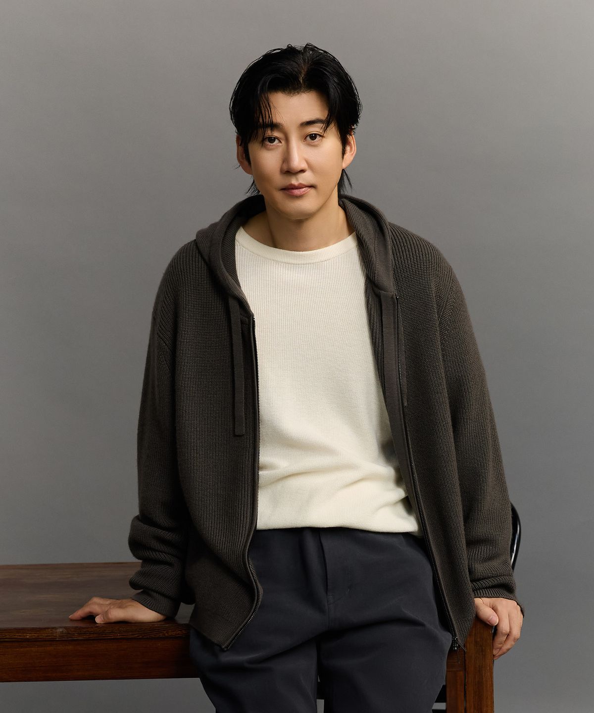 테일던(TAILDERN) Shawn Wool Hooded Zip Up Grey