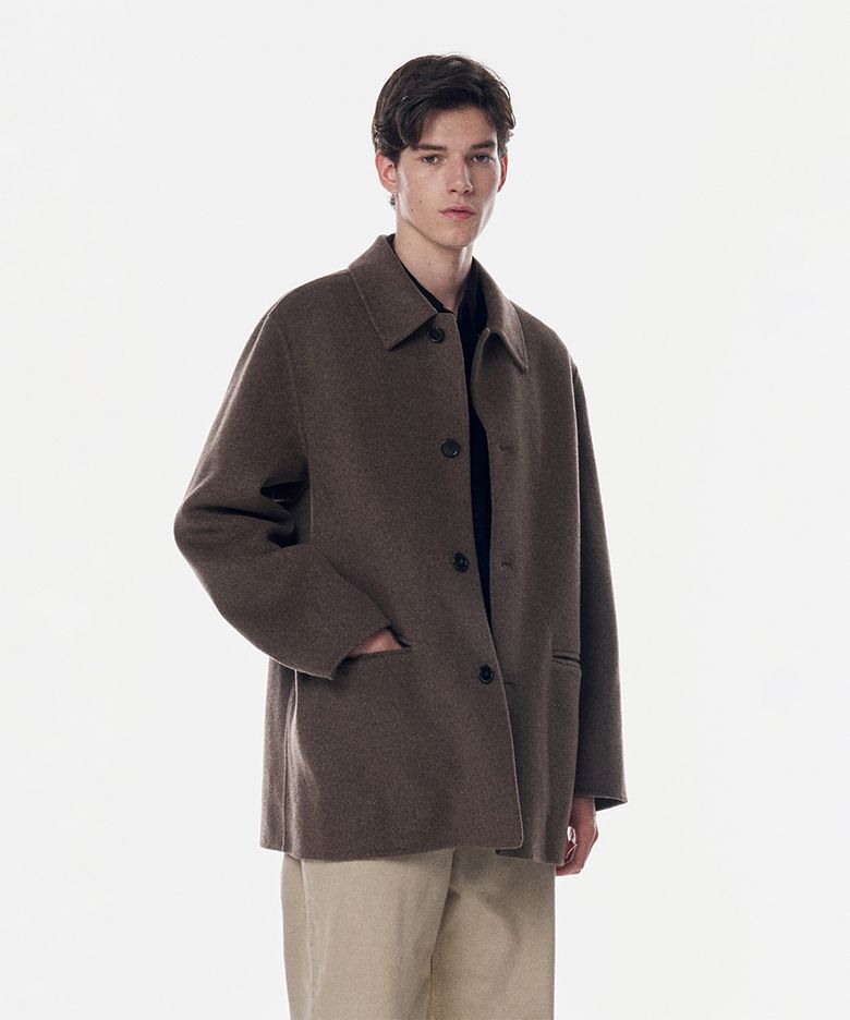 Sander Wool Cash Handmade Half Coat Cocoa