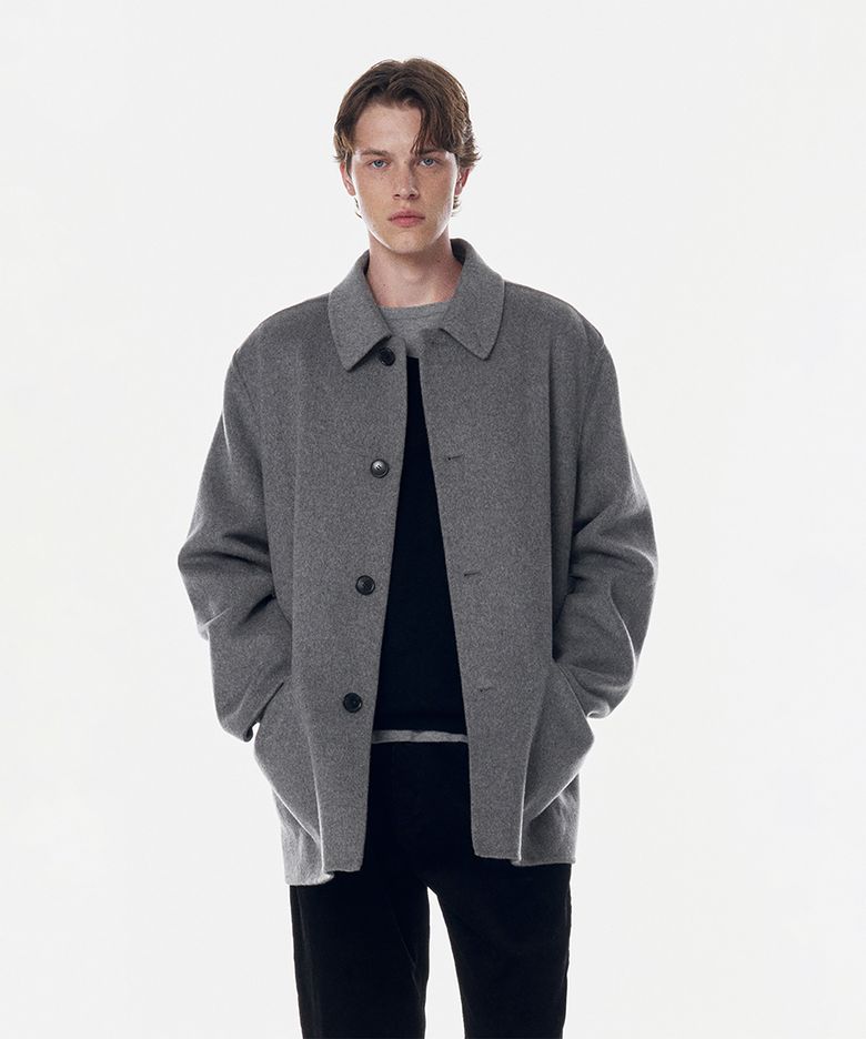 Sander Wool Cash Handmade Half Coat Grey