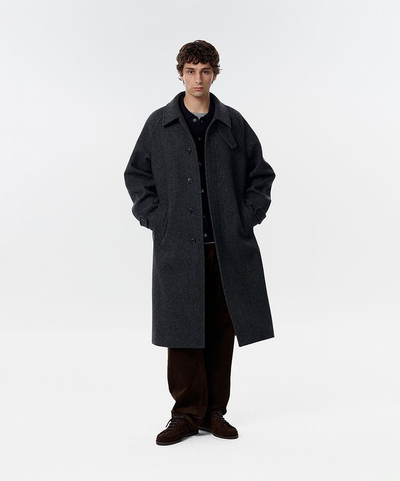 Dane Wool Balmacaan Coat Charcoal