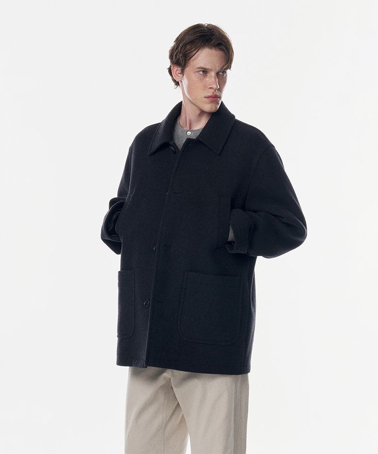 Garrel Wool Blend Half Coat Charcoal