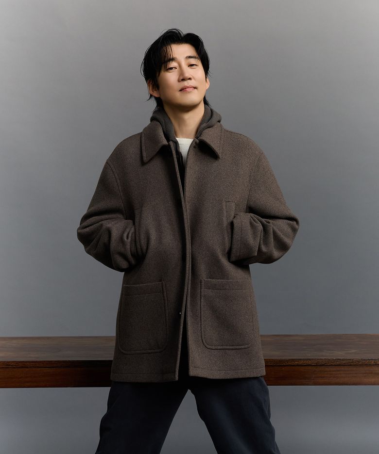 Garrel Wool Blend Half Coat Dark Khaki