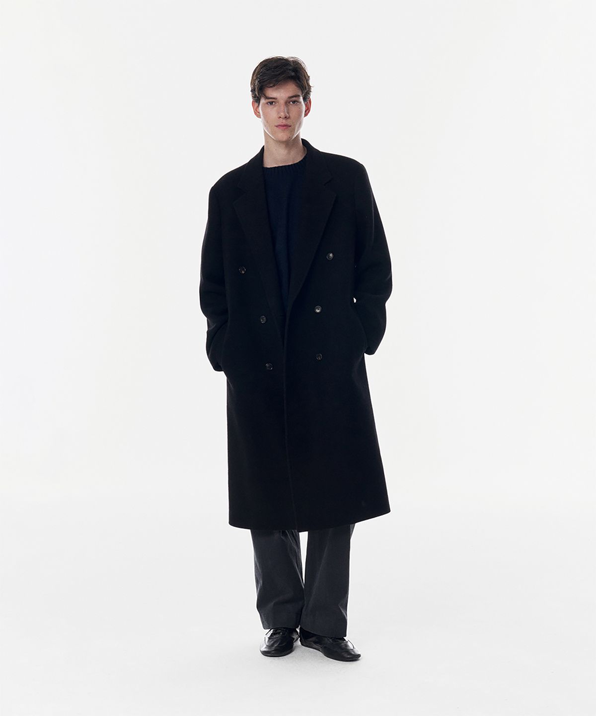 테일던(TAILDERN) Leonard Wool Cash Double Coat Black
