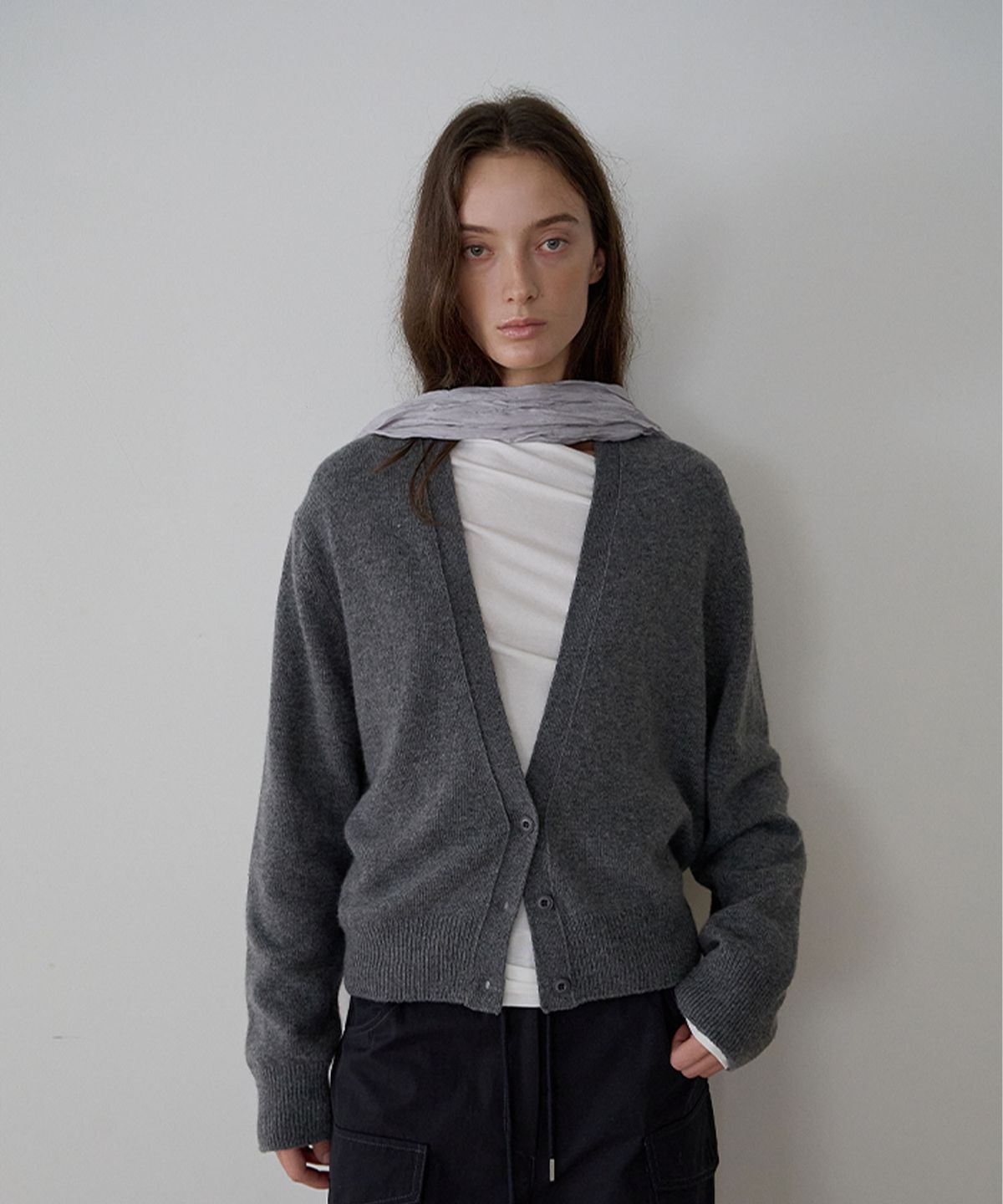 가더(GARDER) Merino Knit Cardigan (Gray)
