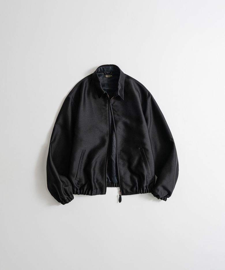 SILK WOOL ZIP BLOUSON satin black