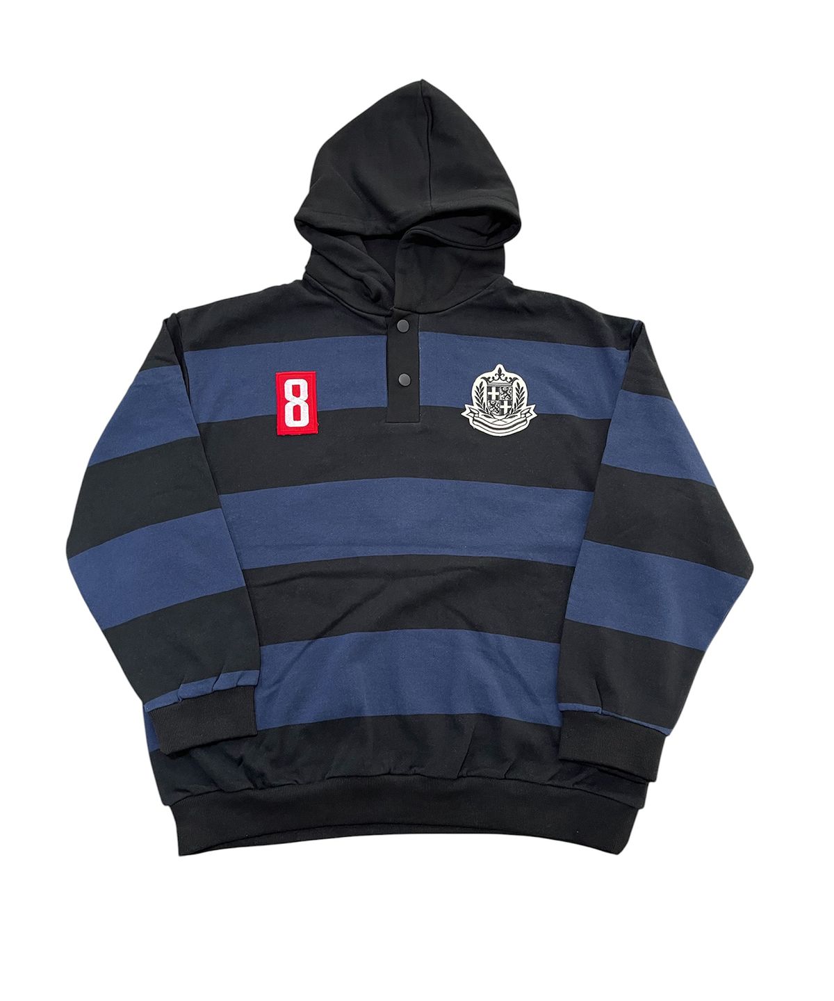 스케이터락(SK8ER ROCK) Club 8 Hooded Rugby Sweatshirt (navy*black)