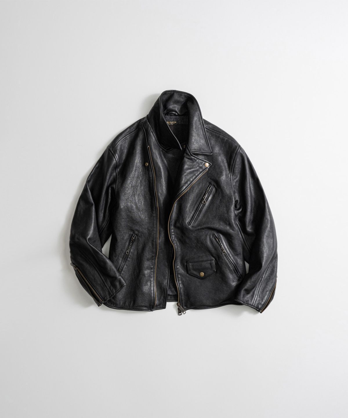 비헤비어(BEHEAVYER) DISTRESSED LAMBSKIN DB RIDER JACKET black