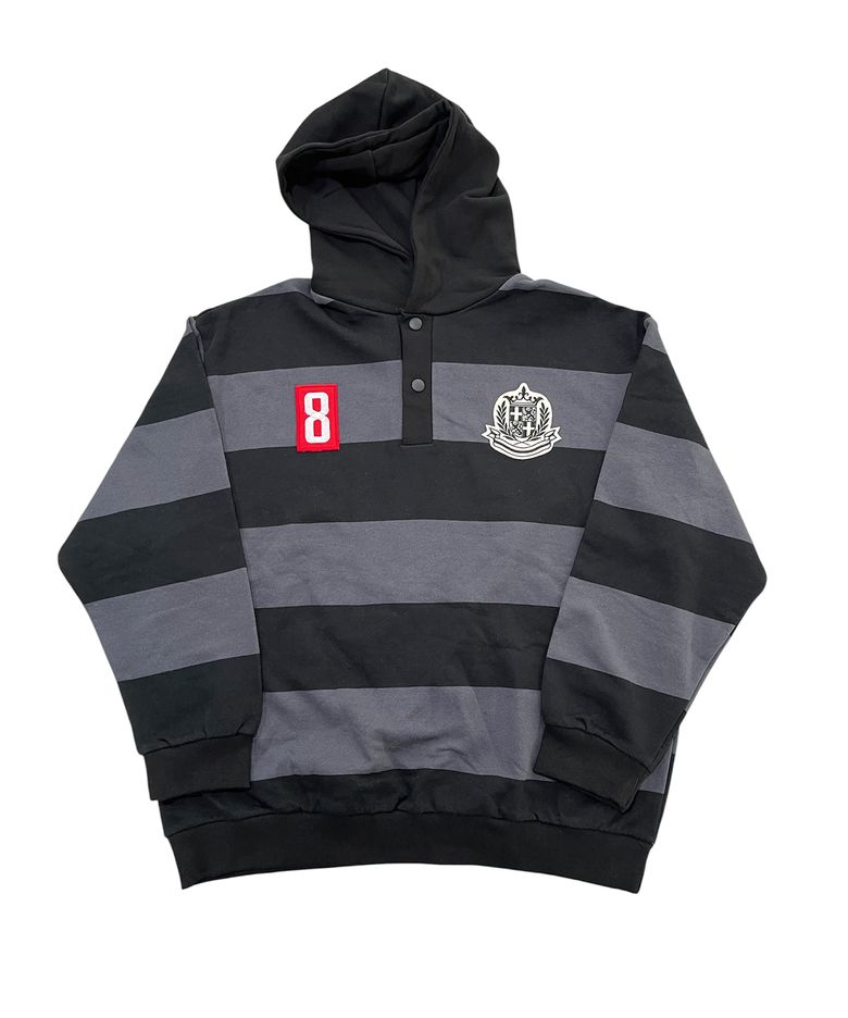 Club 8 Hooded Rugby Sweatshirt (Dark gray*black)