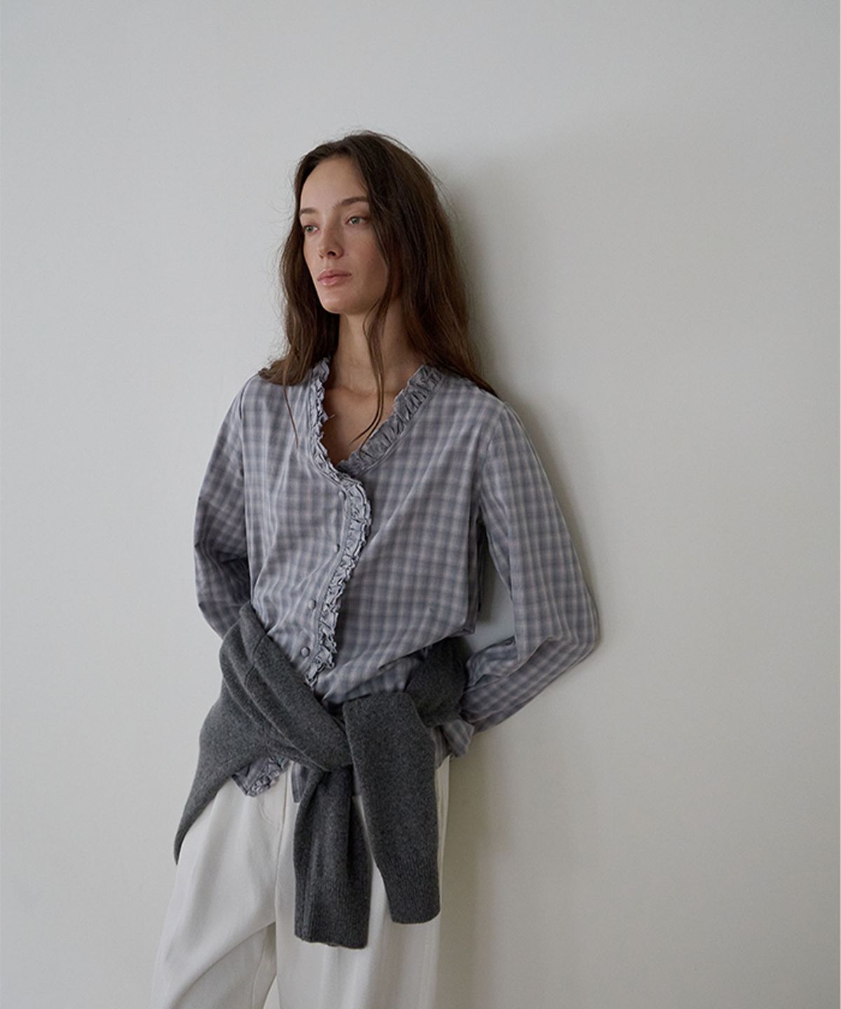 가더(GARDER) Sage Pattern Blouse (Blue)