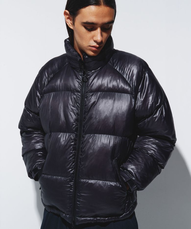 AIR PUFFER STAND COLLAR JACKET - CHARCOAL