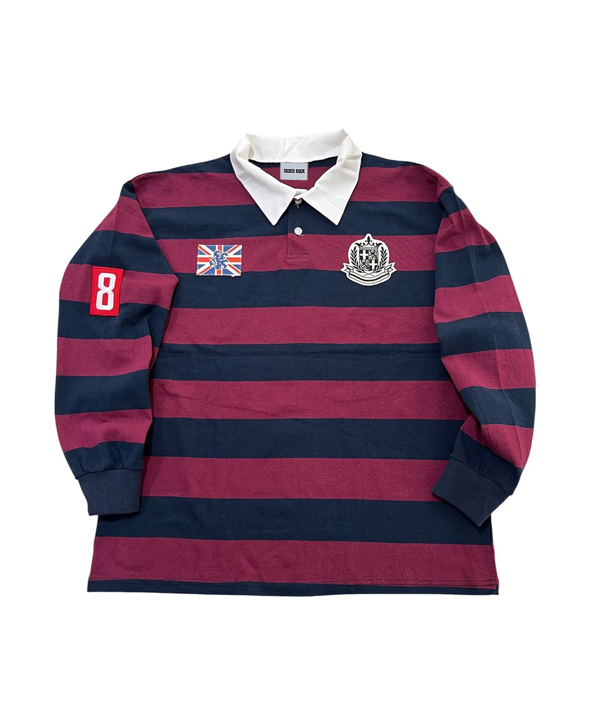 스케이터락(SK8ER ROCK) Varsity Patch Rugby Shirt (wine*navy)