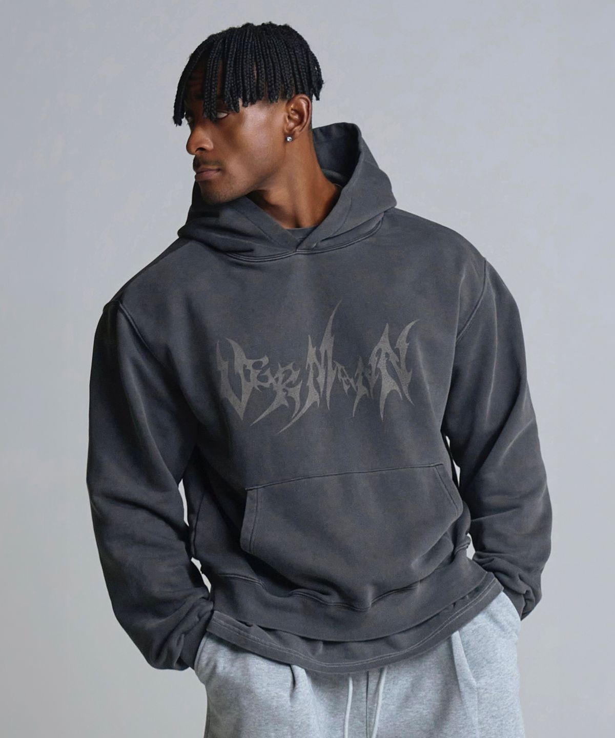 베르만 어패럴(VERMANN APPAREL) 고딕 피그먼트 크롭 후드 티셔츠 3colors