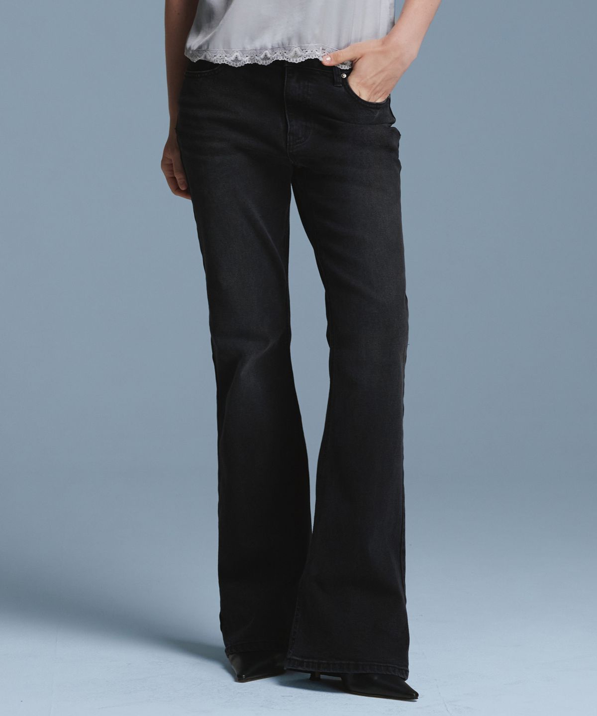 유라고(URAGO) Black boots cut denim_Black