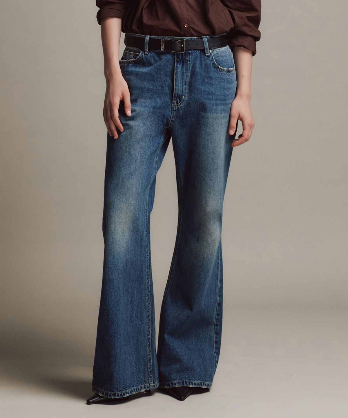 유라고(URAGO) Semi boots cut denim_Blue