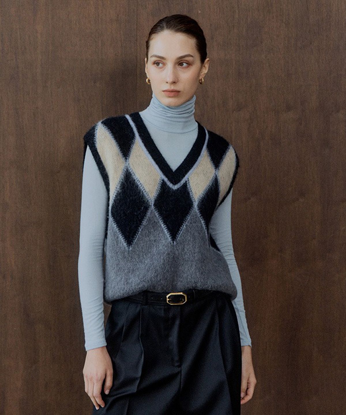 바니스뉴욕(BARNEYS NEWYORK) 26FW 아가일 베스트 블랙