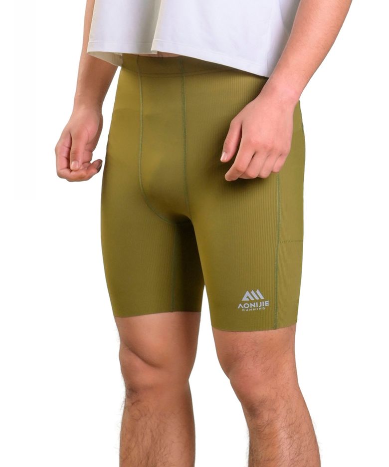 남성 러닝 타이즈 4부 MP55 (Olive)